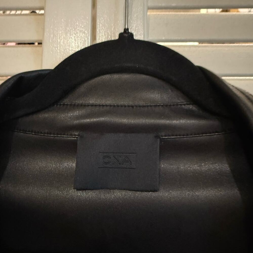NEW NWT Ona by Yoon Chung Black Faux Leather Shacket - Picture 3 of 4